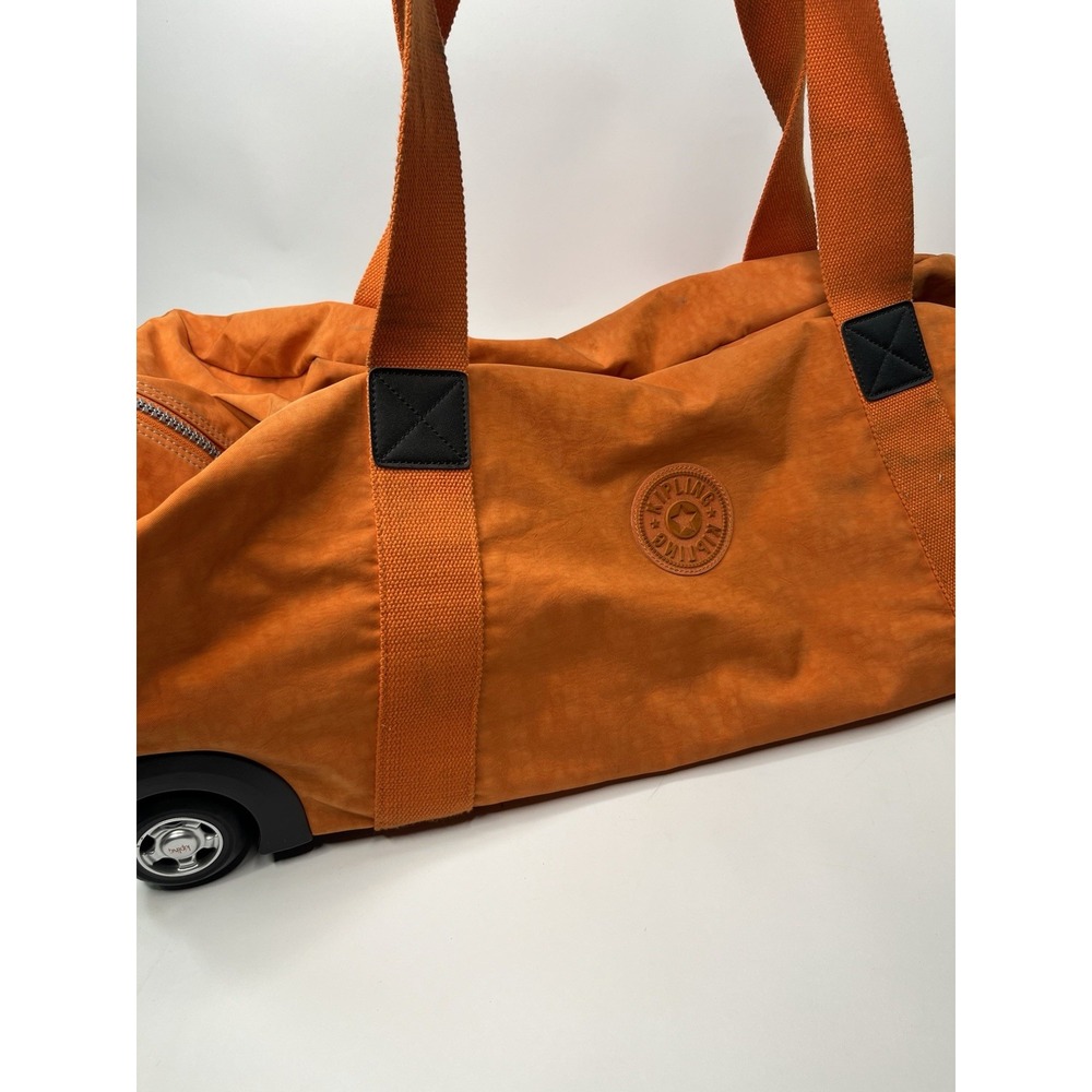 Kipling Rolling Duffle Bag Orange Carry On Wheeled Luggage Strap Travel Suitcase